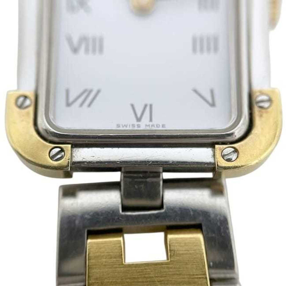 Hermes watch, Croisière, white, silver, gold, CR1.240 battery-operated, stainless steel, quartz movement — Good