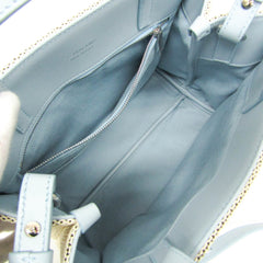 Salvatore Ferragamo Medium GG-219407 Women's Fabric,Leather Handbag,Shoulder Bag Beige,Blue — Like New