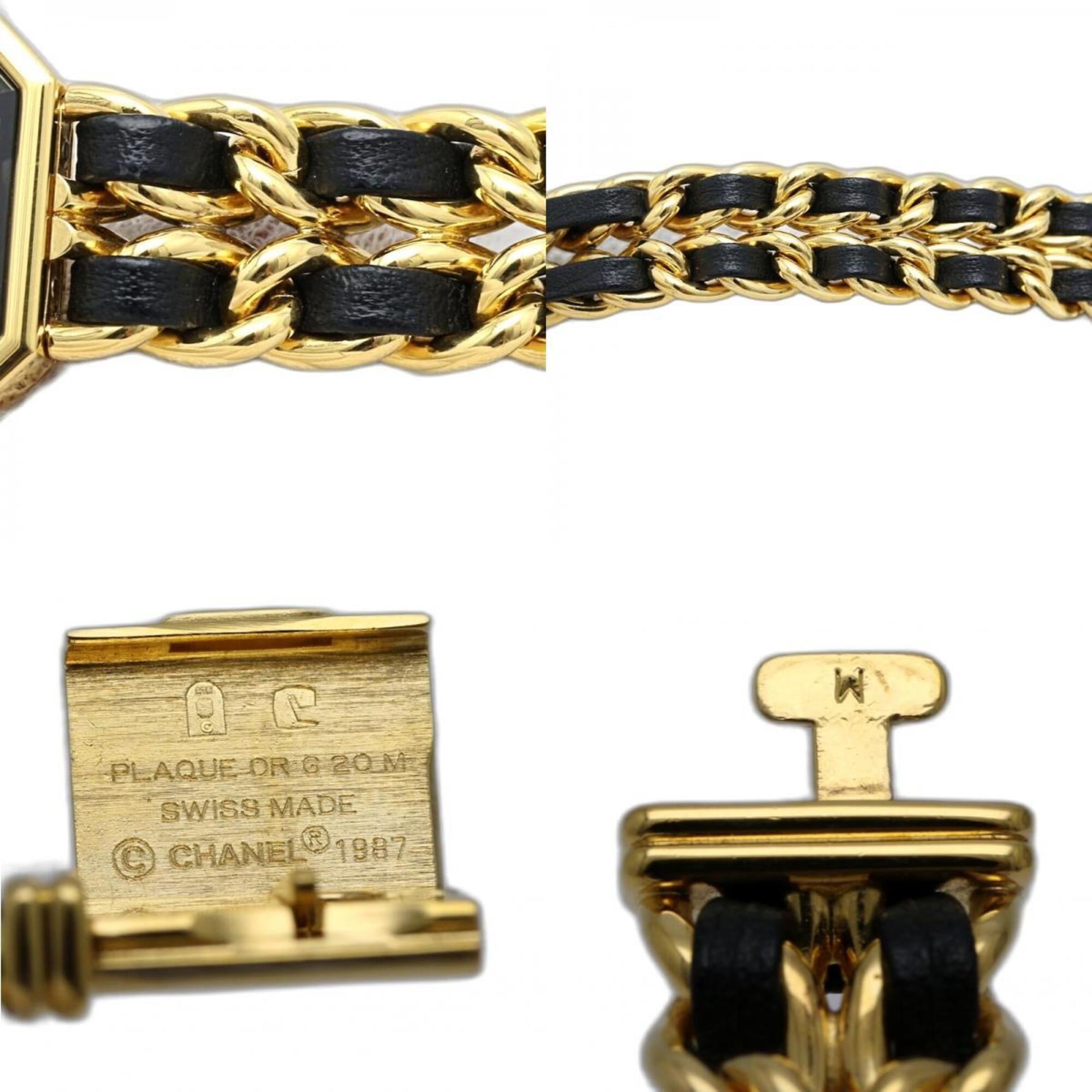 CHANEL Premiere Women's Watch, Size M, H0001 483011002, Gold Plated (GP) x Leather Strap, 130521 — Good