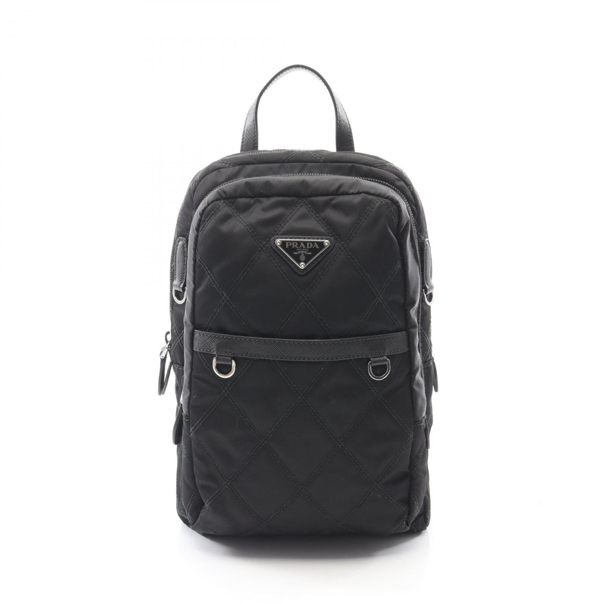 Prada TESSUTO IMPUNTU Backpack, Nylon and Leather, Women's, Black
