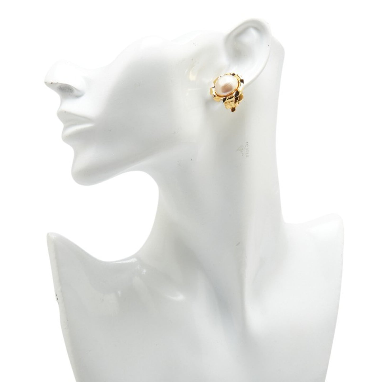 Chanel earrings, gold plated, with faux pearls, for women.
