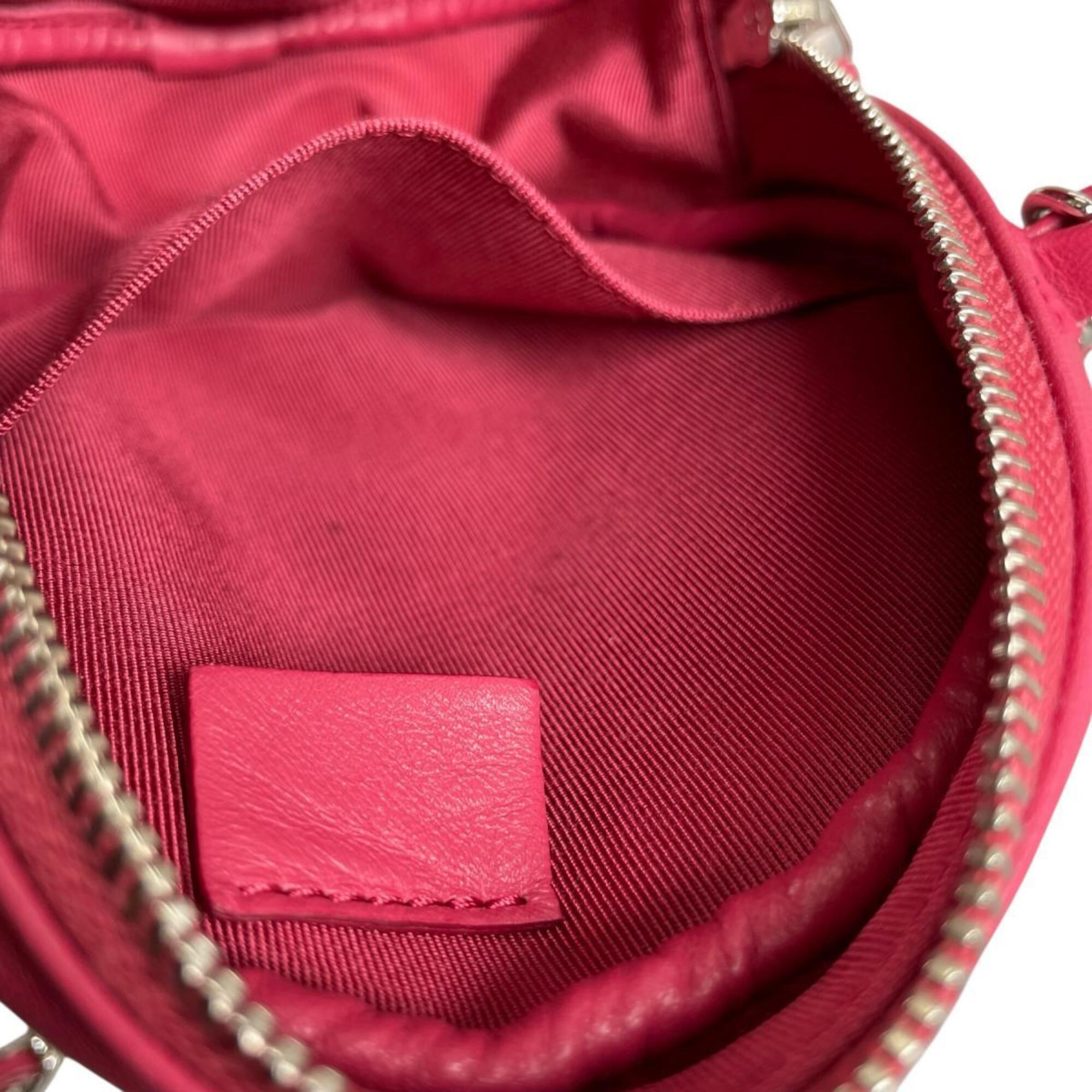 Chanel CHANEL Shoulder Bag, Round Chain, Coco Mark, Matelassé Mini, Lambskin, A70657 Pink — Like New
