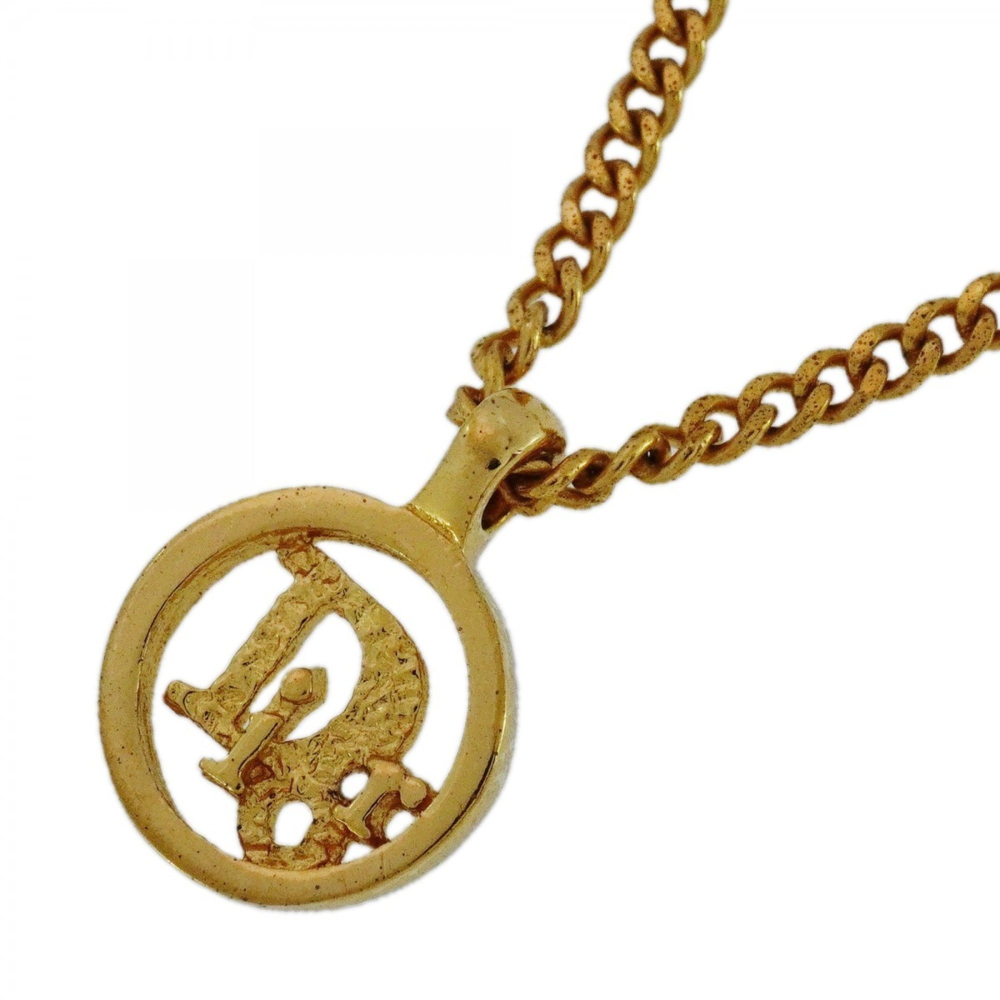 Christian Dior Necklace Circle GP Plated Gold for Women