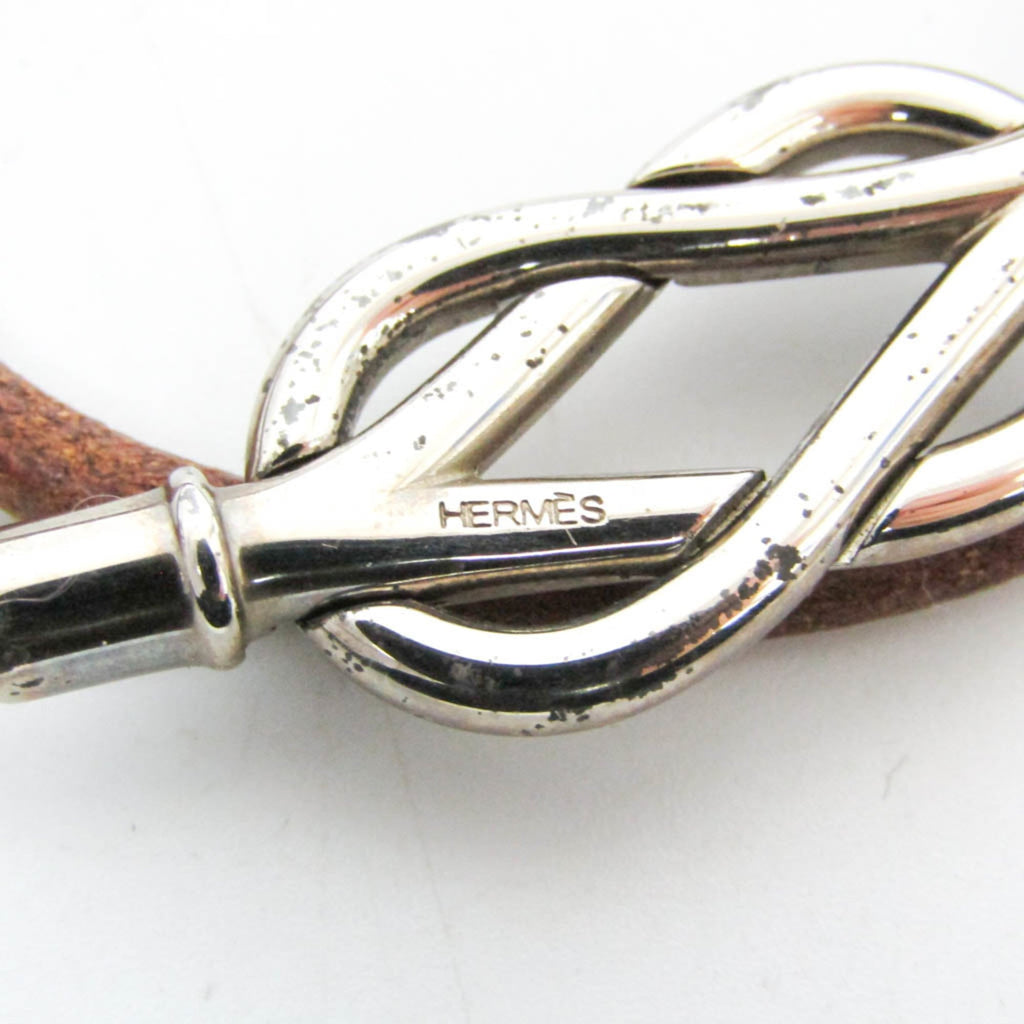 Hermes Atame Choker Leather,Metal Bangle Silver,Brown