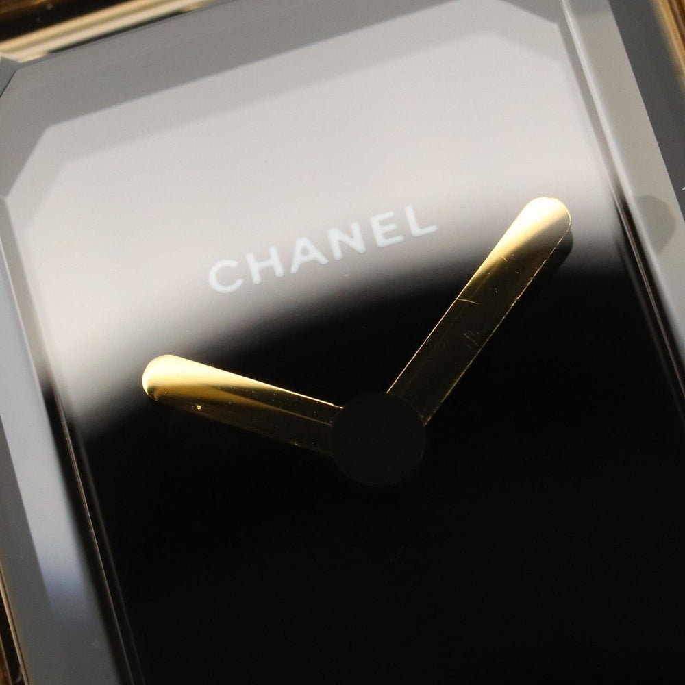 CHANEL Premiere S Watch, Gold-Plated, with Leather Strap, Black, Women's, H0001 — Very Good