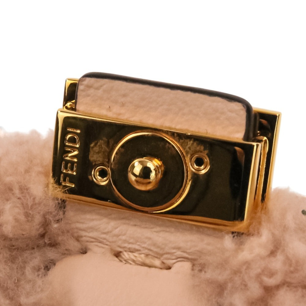 FENDI Nano Baguette Fur Charm Mini Shoulder Bag 7AR844 Pink Beige Women's — Like New