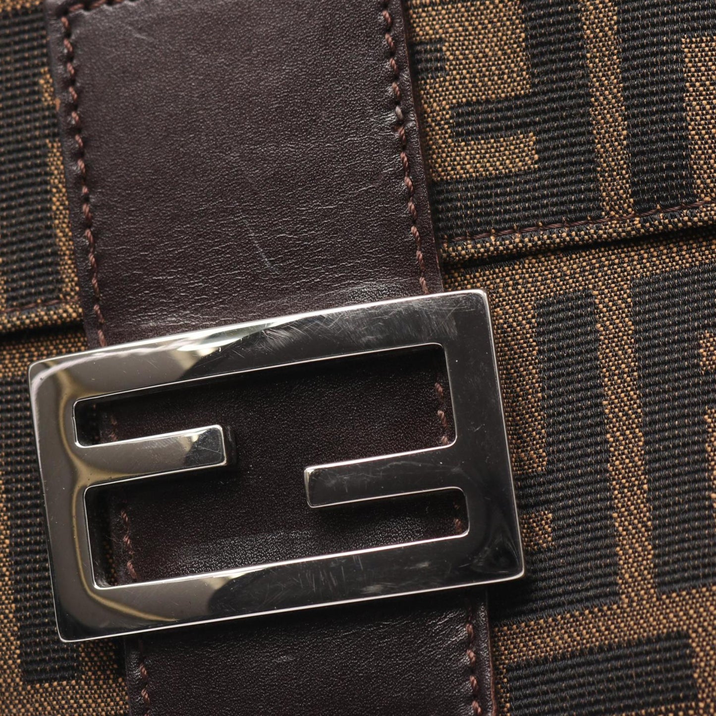 Fendi Mamma Bucket Shoulder Bag, Canvas and Leather, Women's, Brown Black