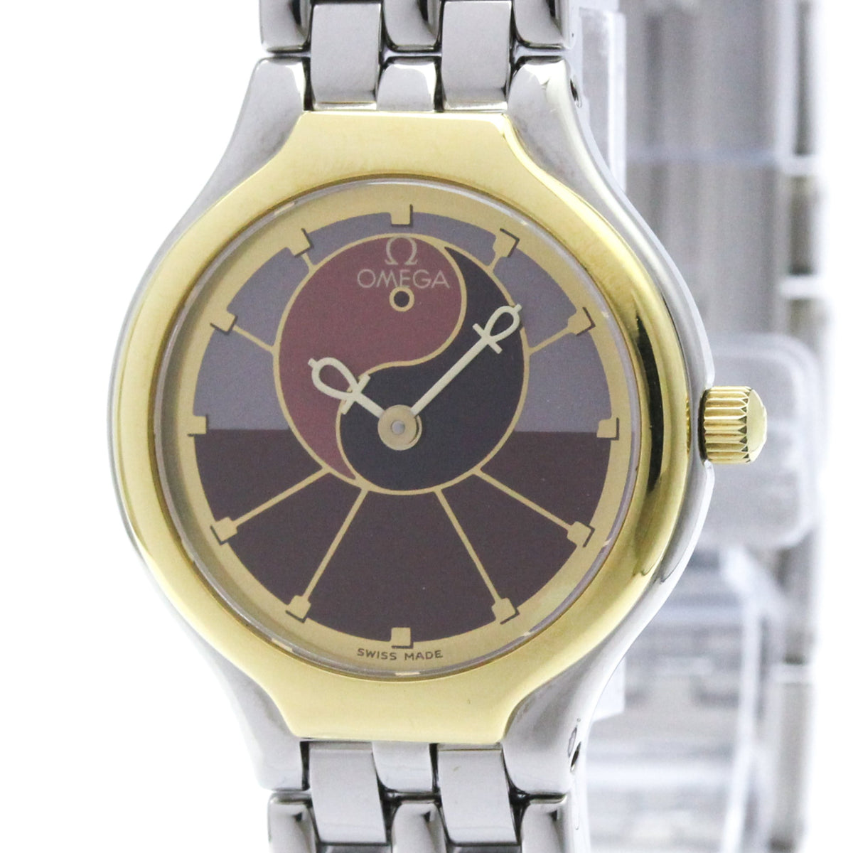 OMEGA De Ville Symbol 18K Gold Steel Quartz Ladies Watch 795.0901 Polished — Very Good