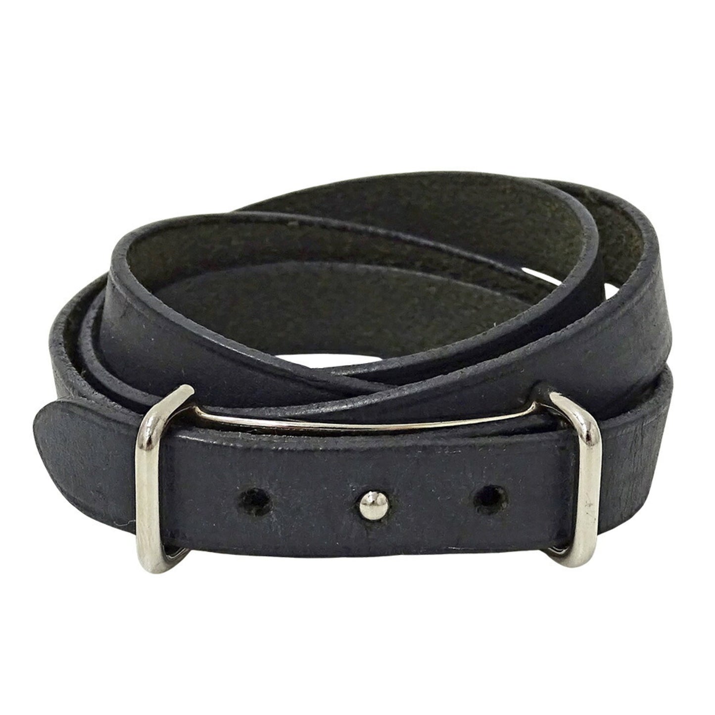 Hermes Hermès Api 2 Long Bracelet/Choker, Black Leather, E Stamp, for Men and Women
