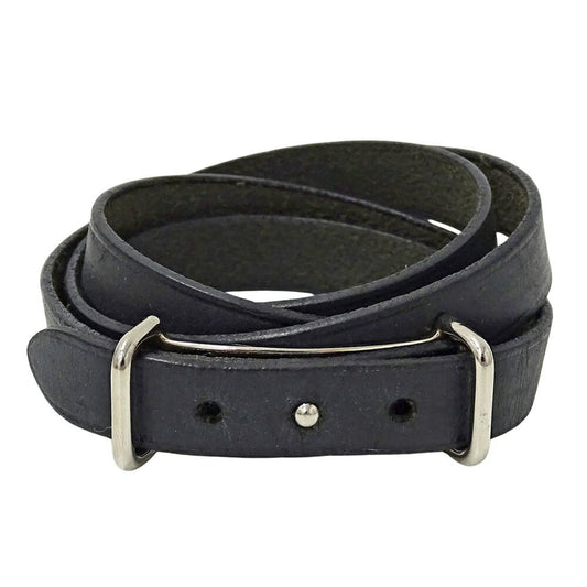 Hermes Hermès Api 2 Long Bracelet/Choker, Black Leather, E Stamp, for Men and Women