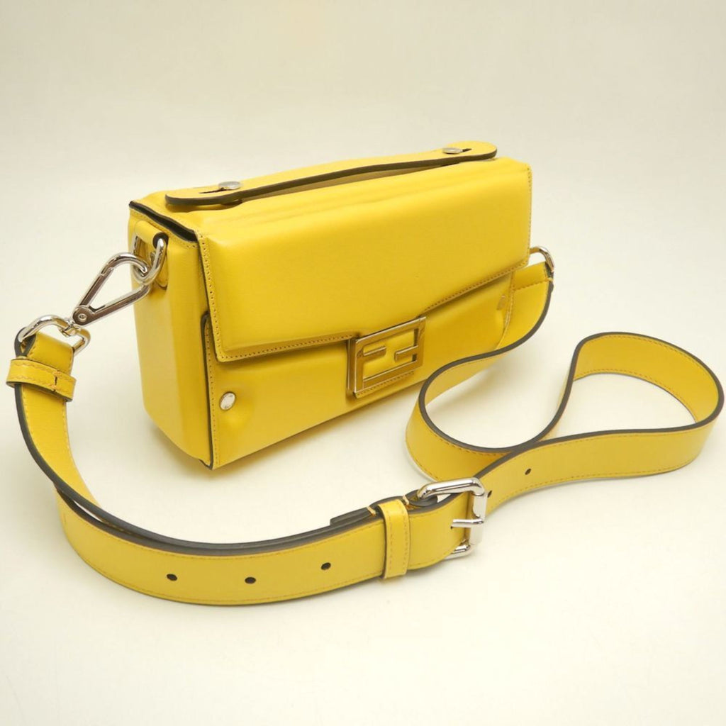 FENDI Bucket Soft Trunk 7VA565 Shoulder Bag in Yellow Leather, Women's, 253059