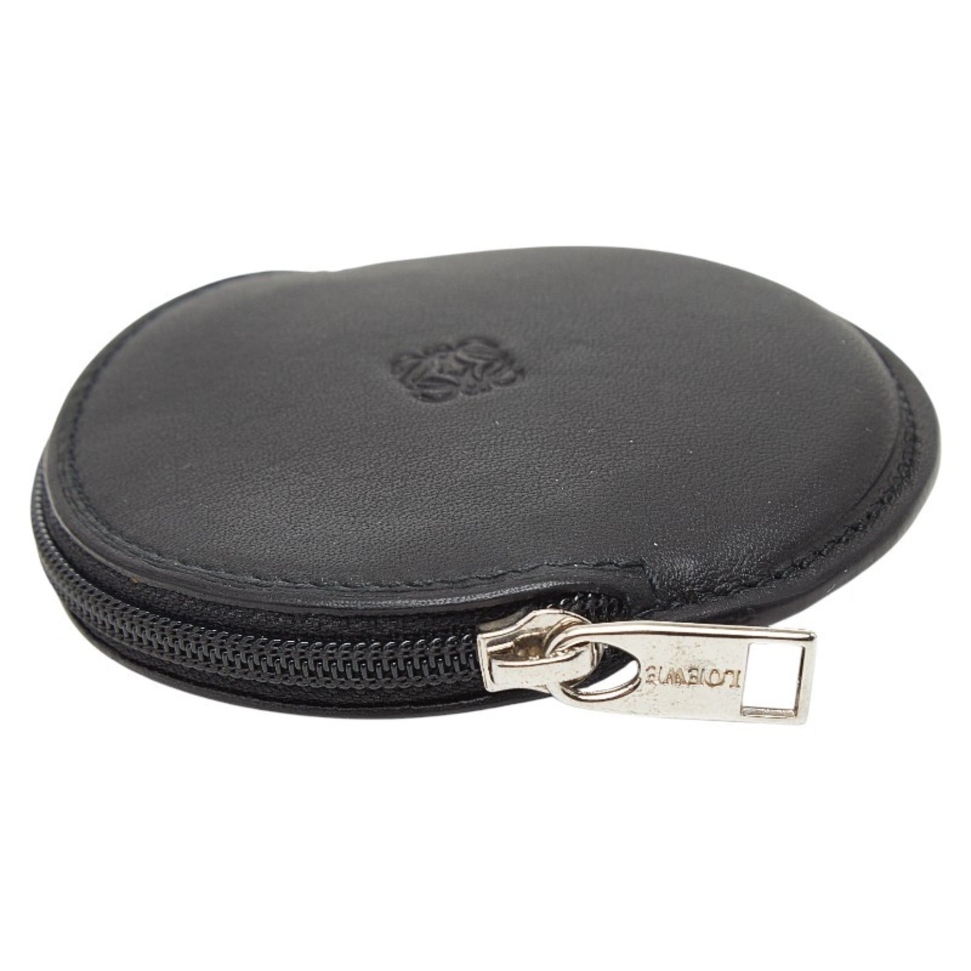 LOEWE Anagram Wallet/Coin Case Black Leather Women's
