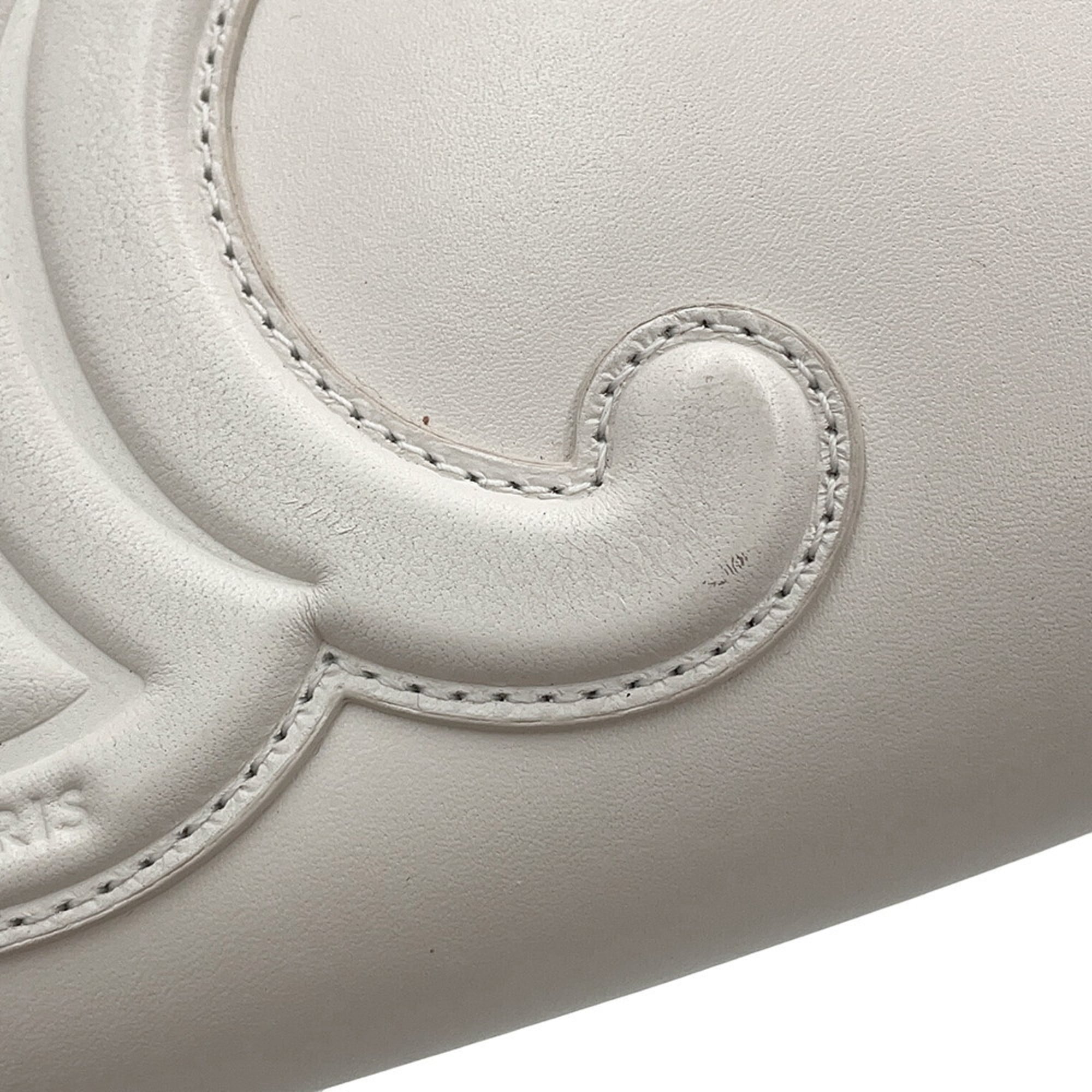 Celine Cuir Triomphe Leather Shoulder Bag 198153 CELINE White