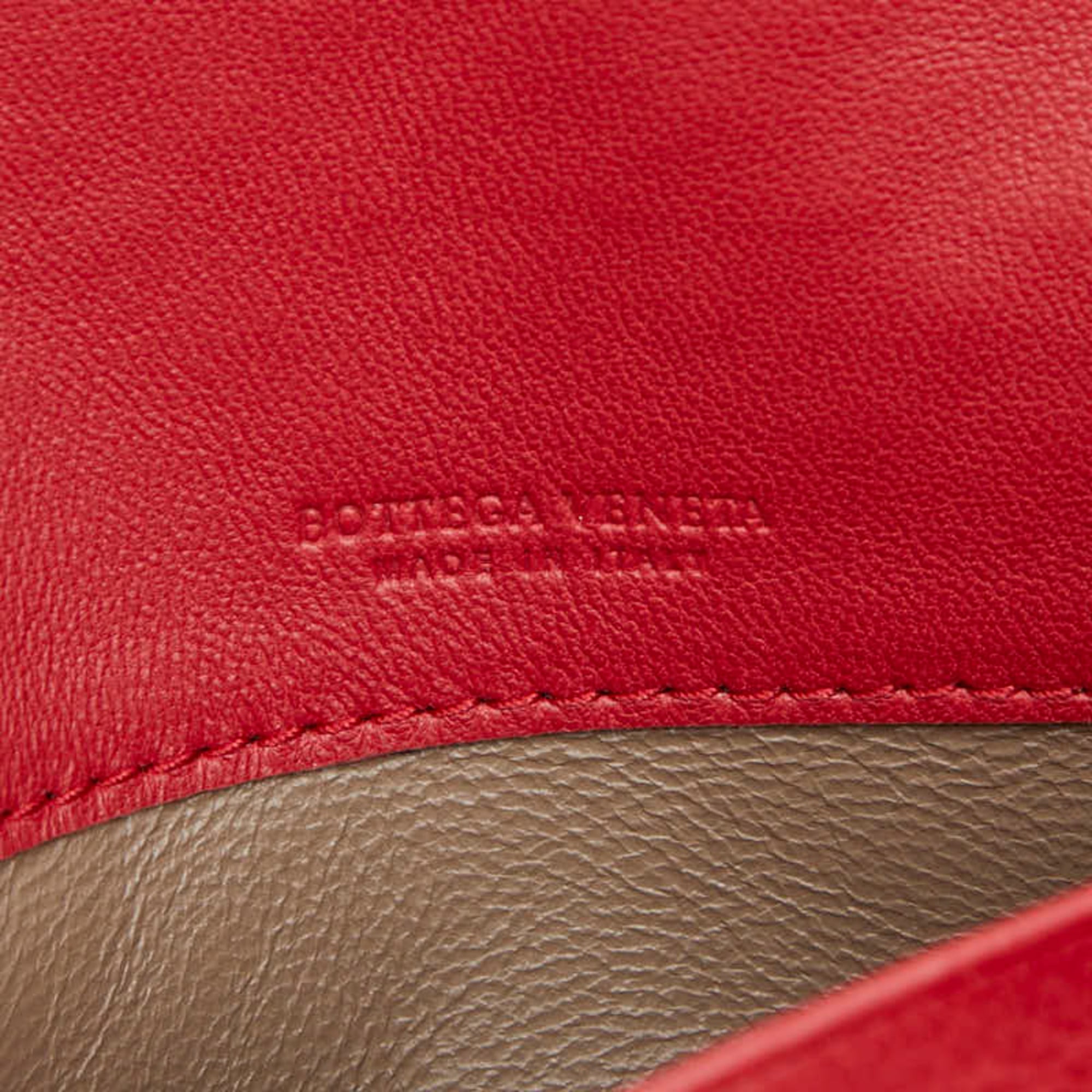 Bottega Veneta Intrecciato Long Wallet Red Leather Women's BOTTEGAVENETA