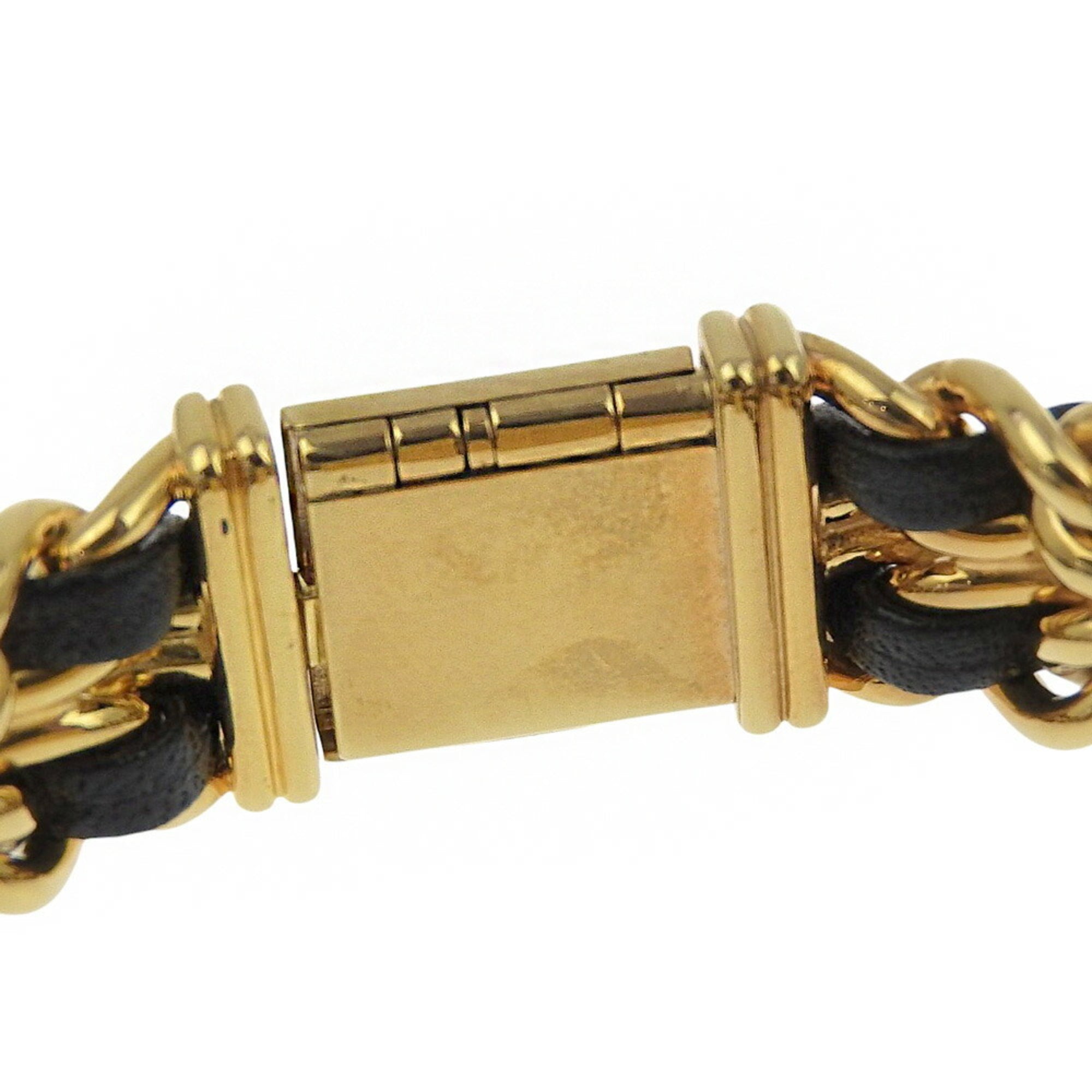 CHANEL Premiere S Watch H0001, Gold-Plated Leather Quartz Movement, Analog Display, Black Dial, Women's — Very Good