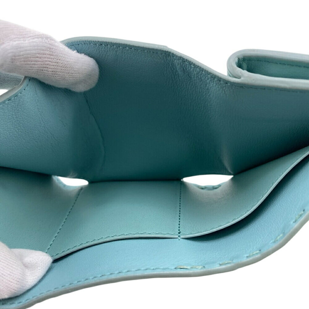 FENDI 8M0499 Selleria Peekaboo Micro L-Shaped Tri-Fold Wallet, Blue, Women's