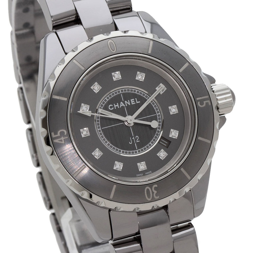 CHANEL H3241 J12 33mm Chromatic 12P Diamond Watch in Titanium Ceramic/Titanium Ceramic for Women — Very Good