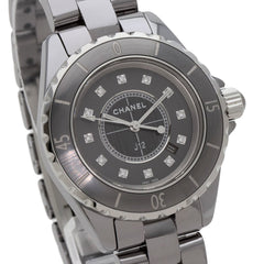 CHANEL H3241 J12 33mm Chromatic 12P Diamond Watch in Titanium Ceramic/Titanium Ceramic for Women — Very Good