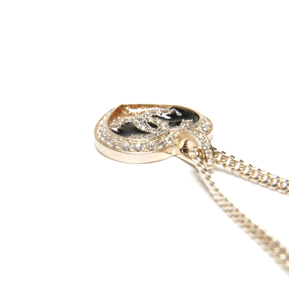 CHANEL C23B Coco Mark Heart Rhinestone Necklace Gold WS25122 — Like New