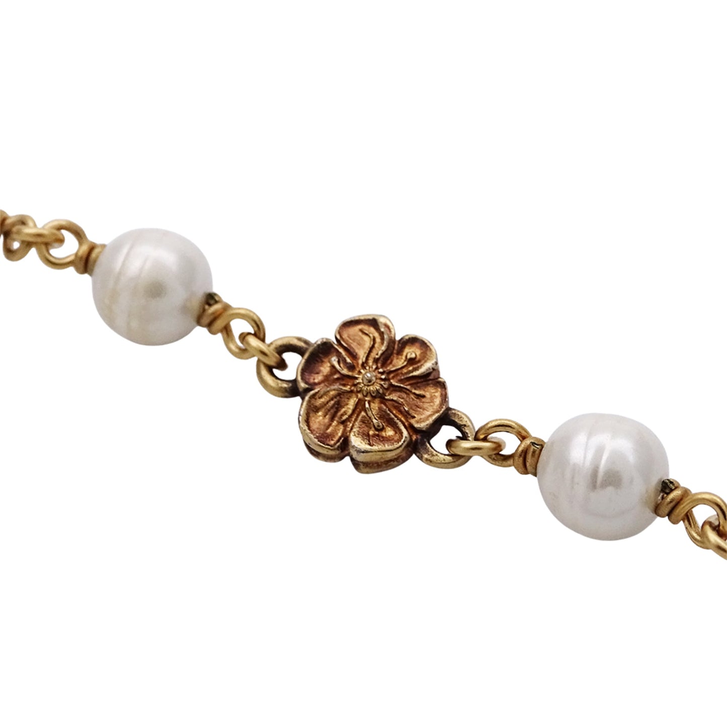 Gucci Women's Interlocking G Necklace with Faux Pearls and Gold Flowers
