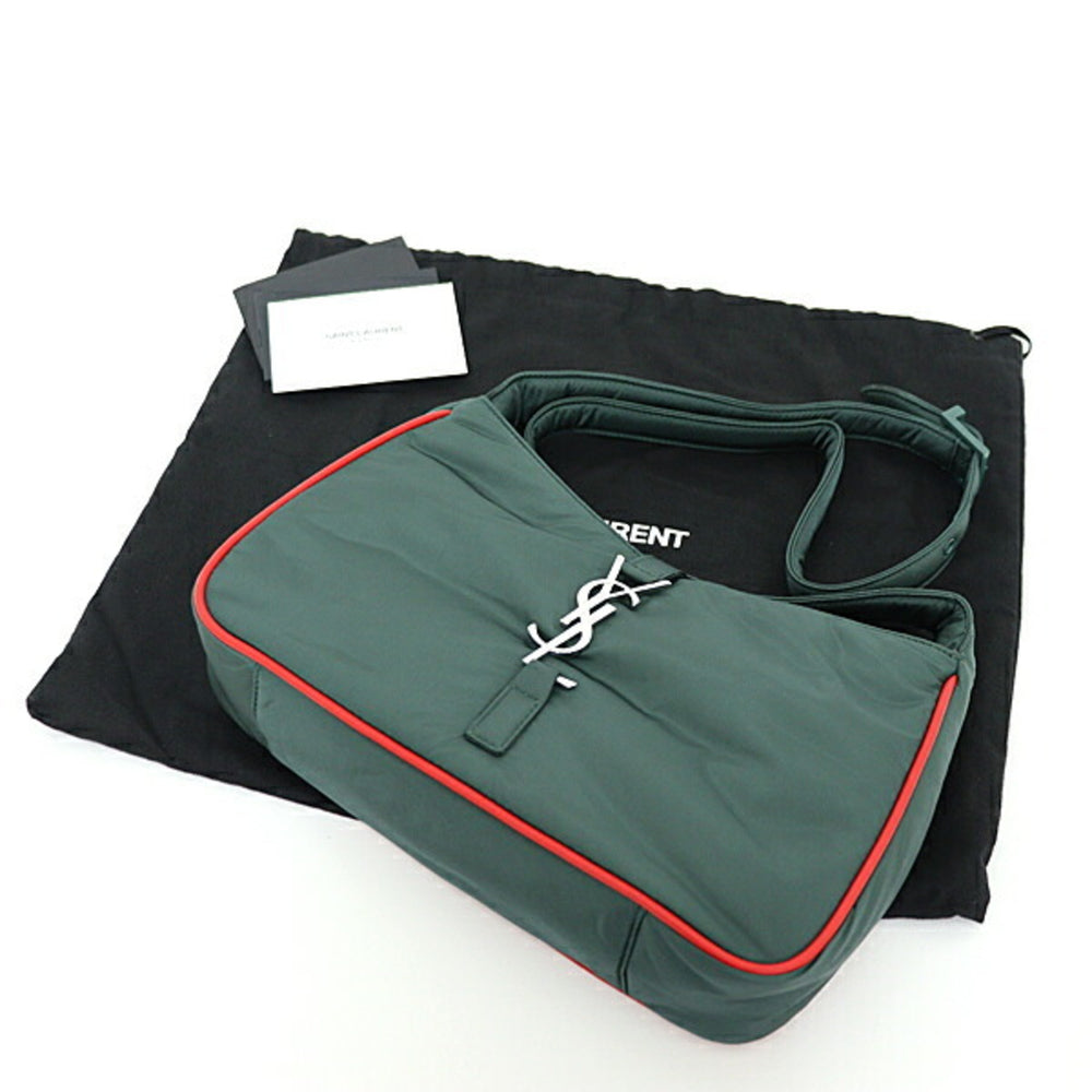 Saint Laurent YSL Le Cin Cassette Shoulder Bag Eco Nylon Khaki Green/Red 733294 — Like New
