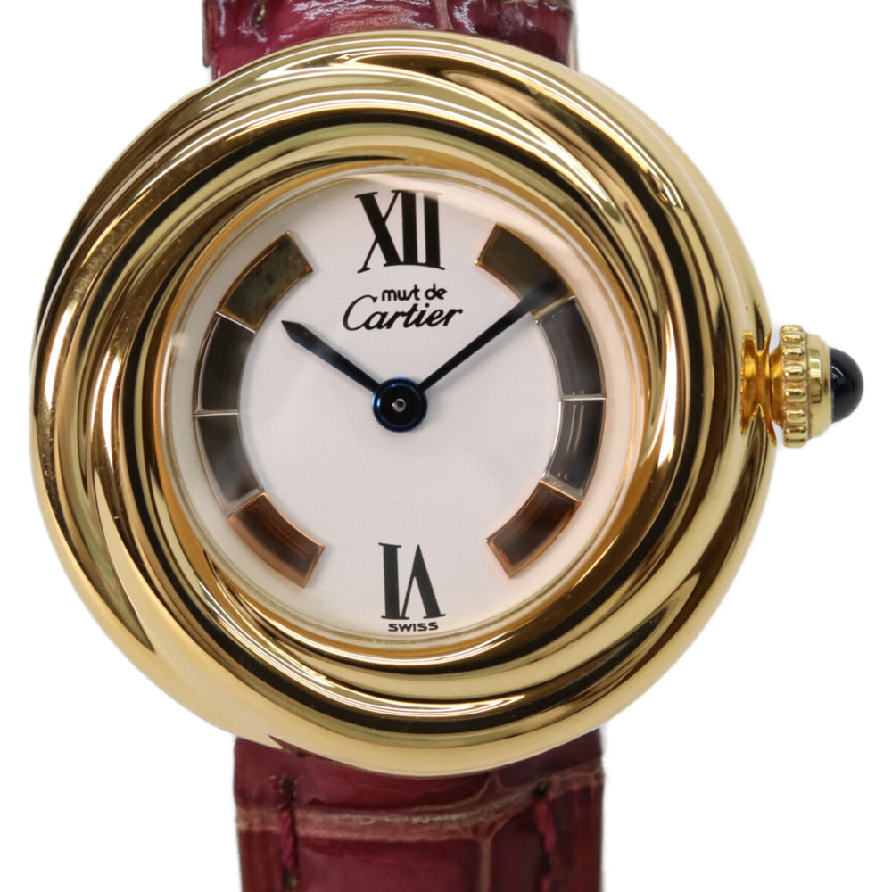 Cartier 925 W1010644 Must Trinity Vermeil SM Side Quartz Watch Gold White Dial Ladies — Very Good