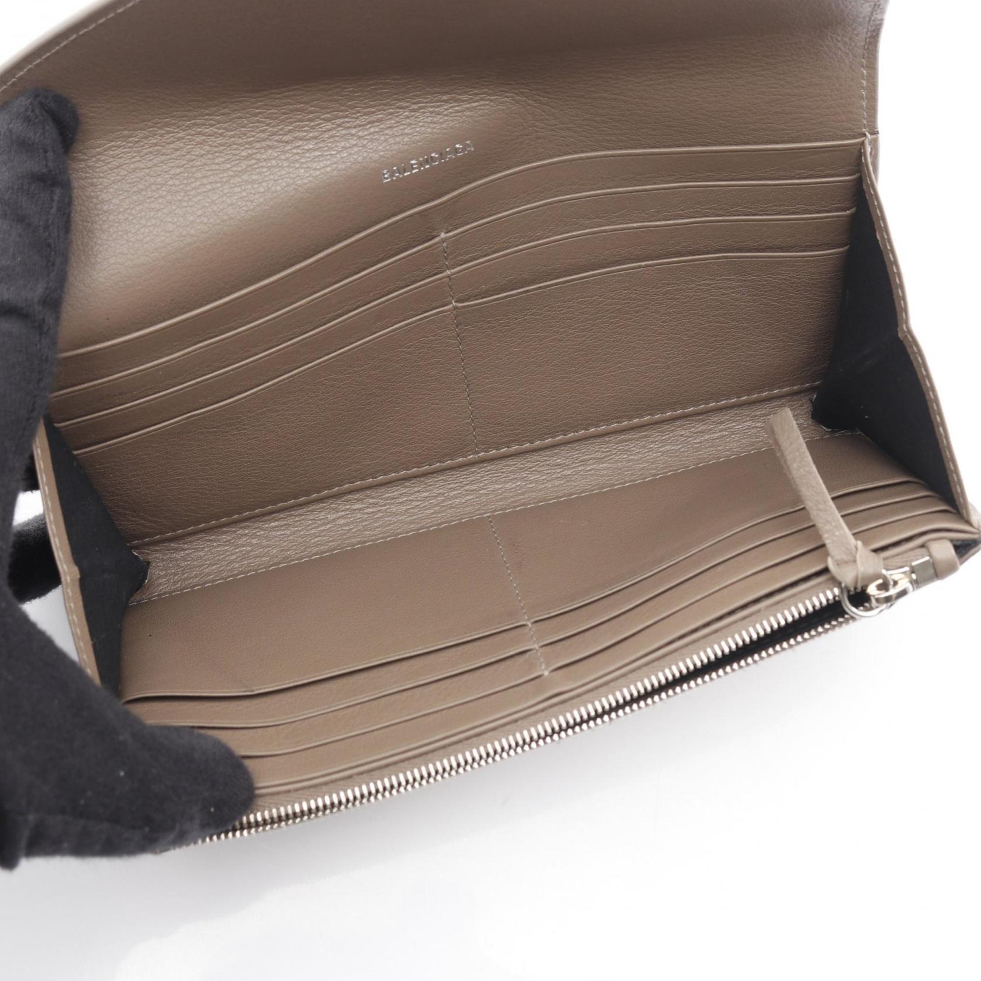 Balenciaga Paper Bifold Long Wallet, Leather, Women's, Gray, 499207