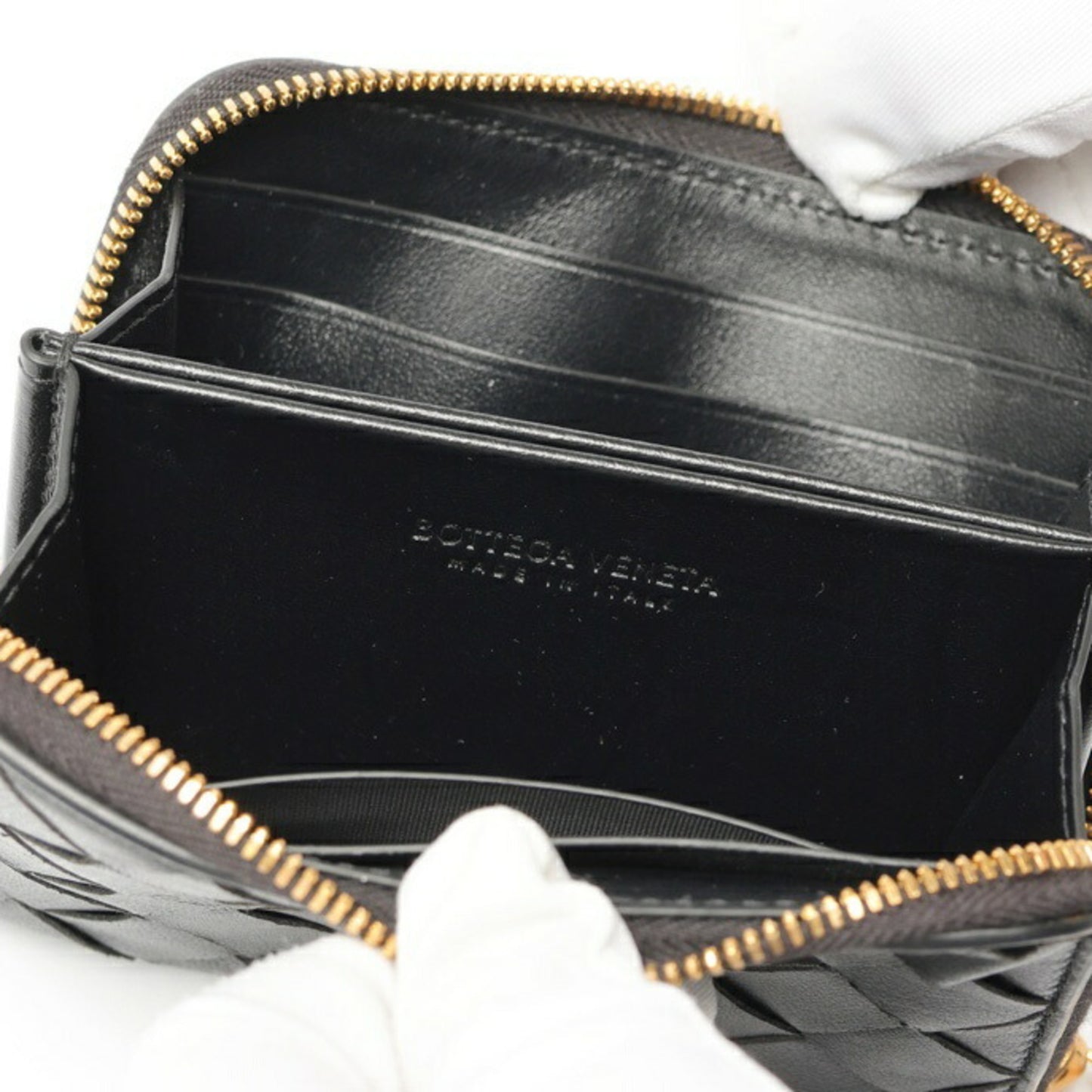 Bottega Veneta Coin Purse 600874 Intrecciato Calf Leather Black S-159430