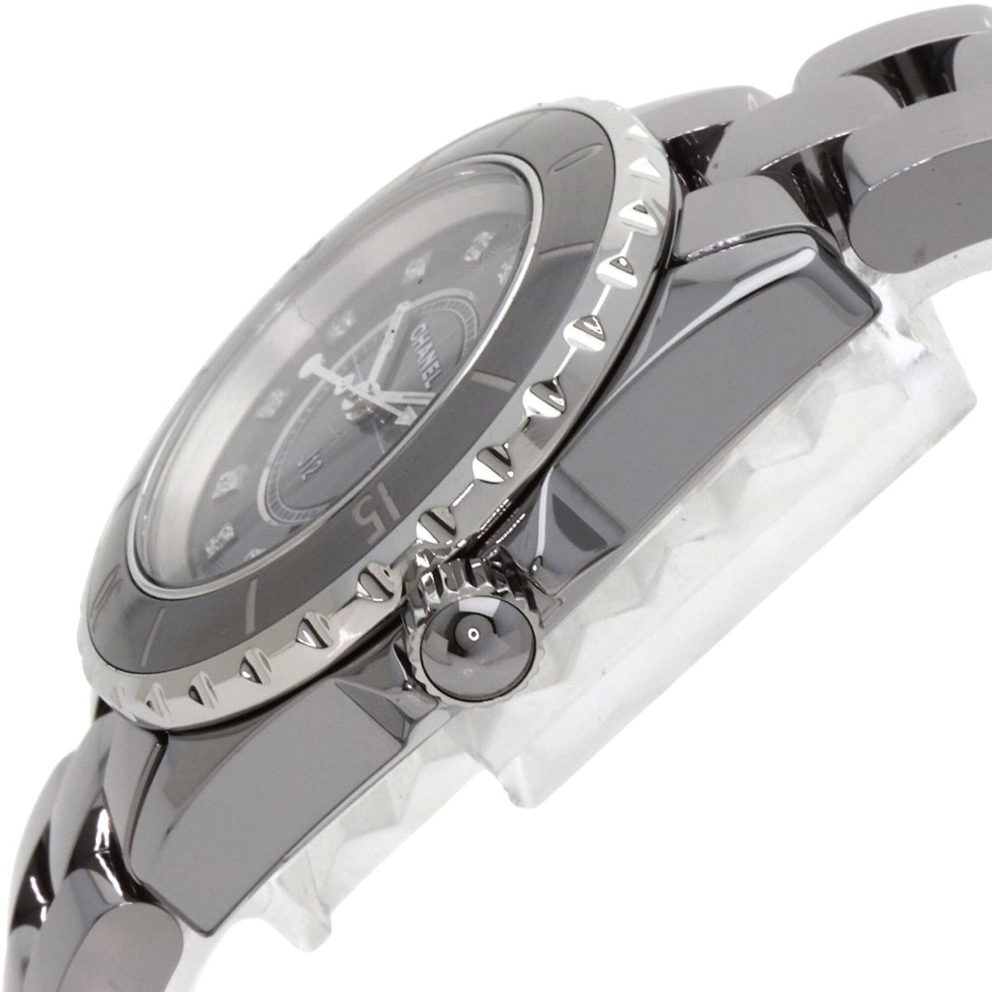 CHANEL H3241 J12 33mm Chromatic 12P Diamond Watch in Titanium Ceramic/Titanium Ceramic for Women — Very Good