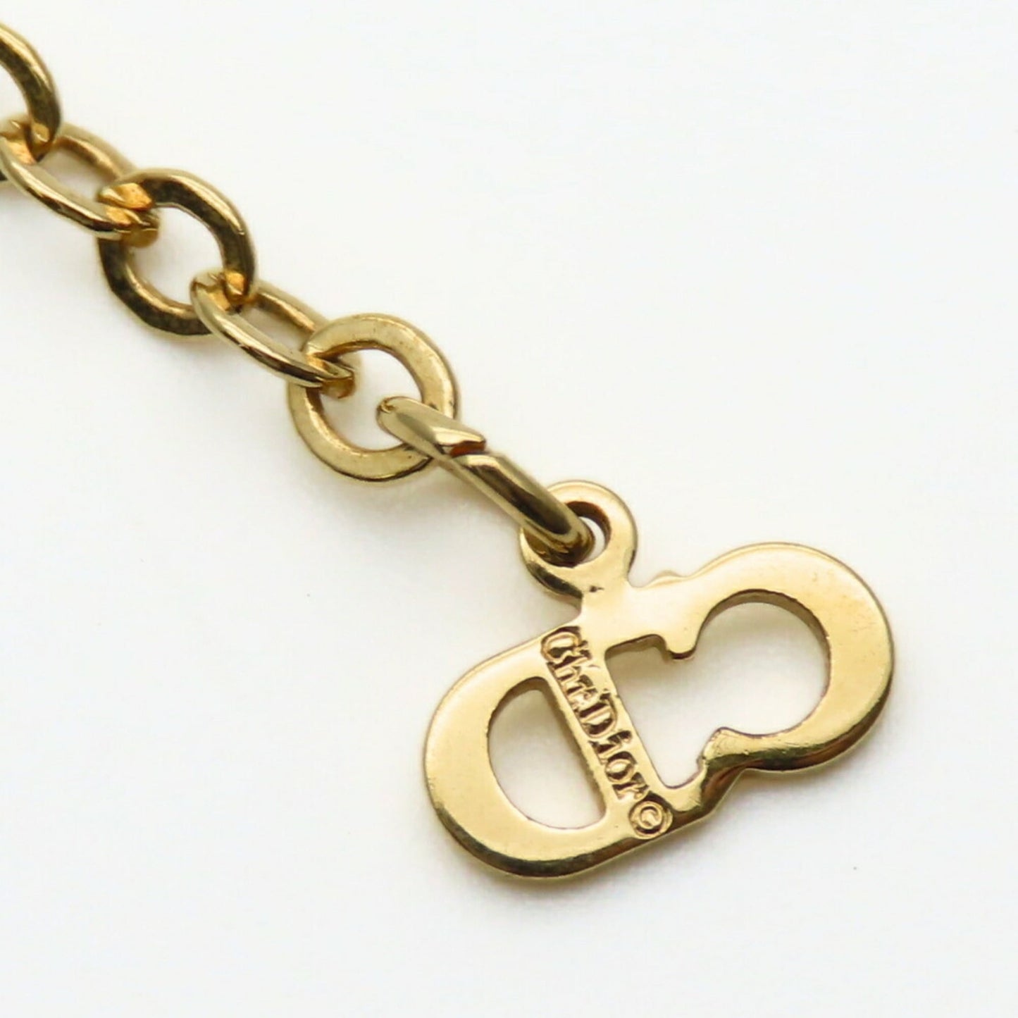 Christian Dior Necklace Emblem Metal Gold GP Plated Women's