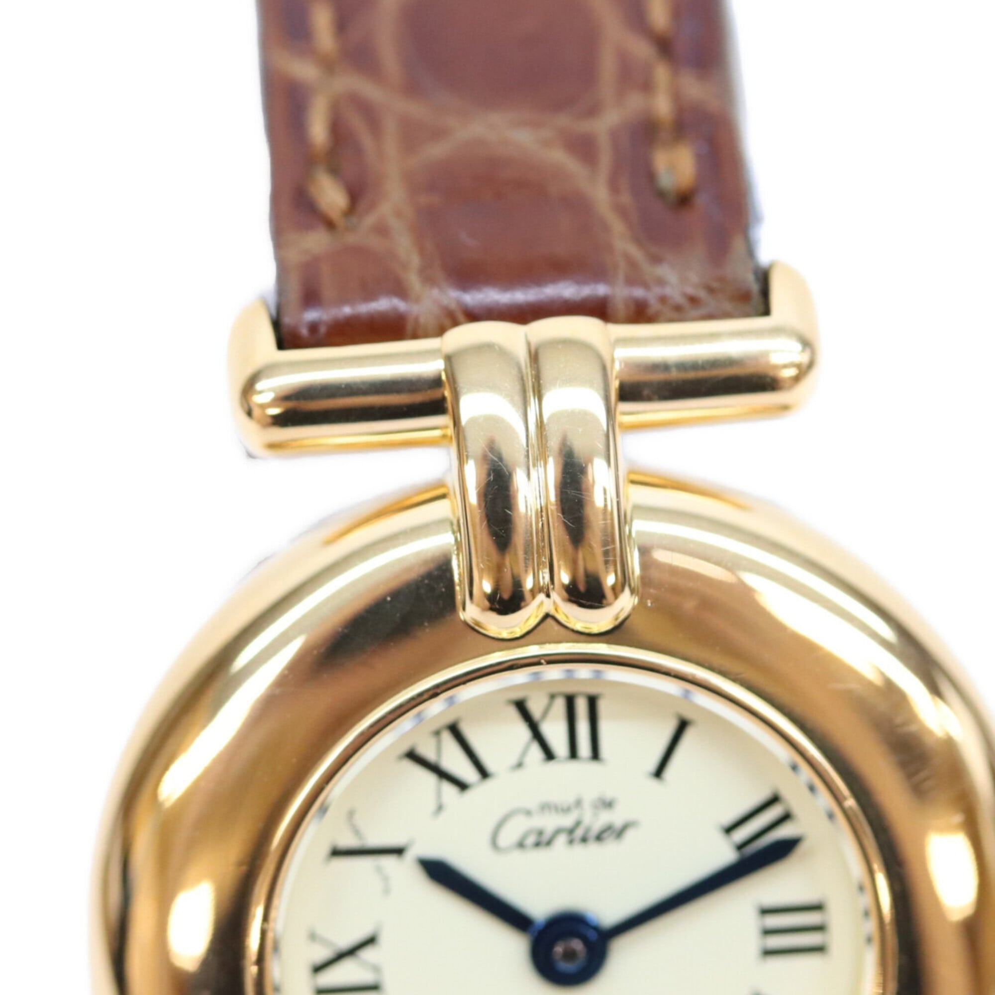 Cartier W1000653 925 Must Colisée SM Ivory Roman Dial Vermeil Quartz Watch Gold Ladies — Very Good