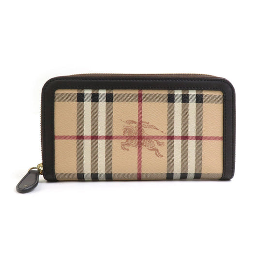 Burberry round long wallet in coated canvas and leather, brown beige, for men women, 56386k