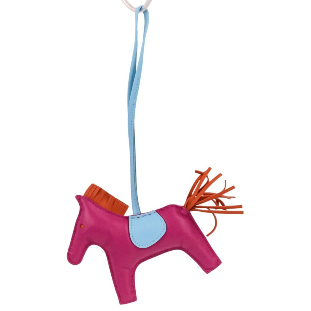 HERMES Rodeo MM Leather Accessory Bag Charm, Agneau Milo Purple Light Blue, Women's — Like New