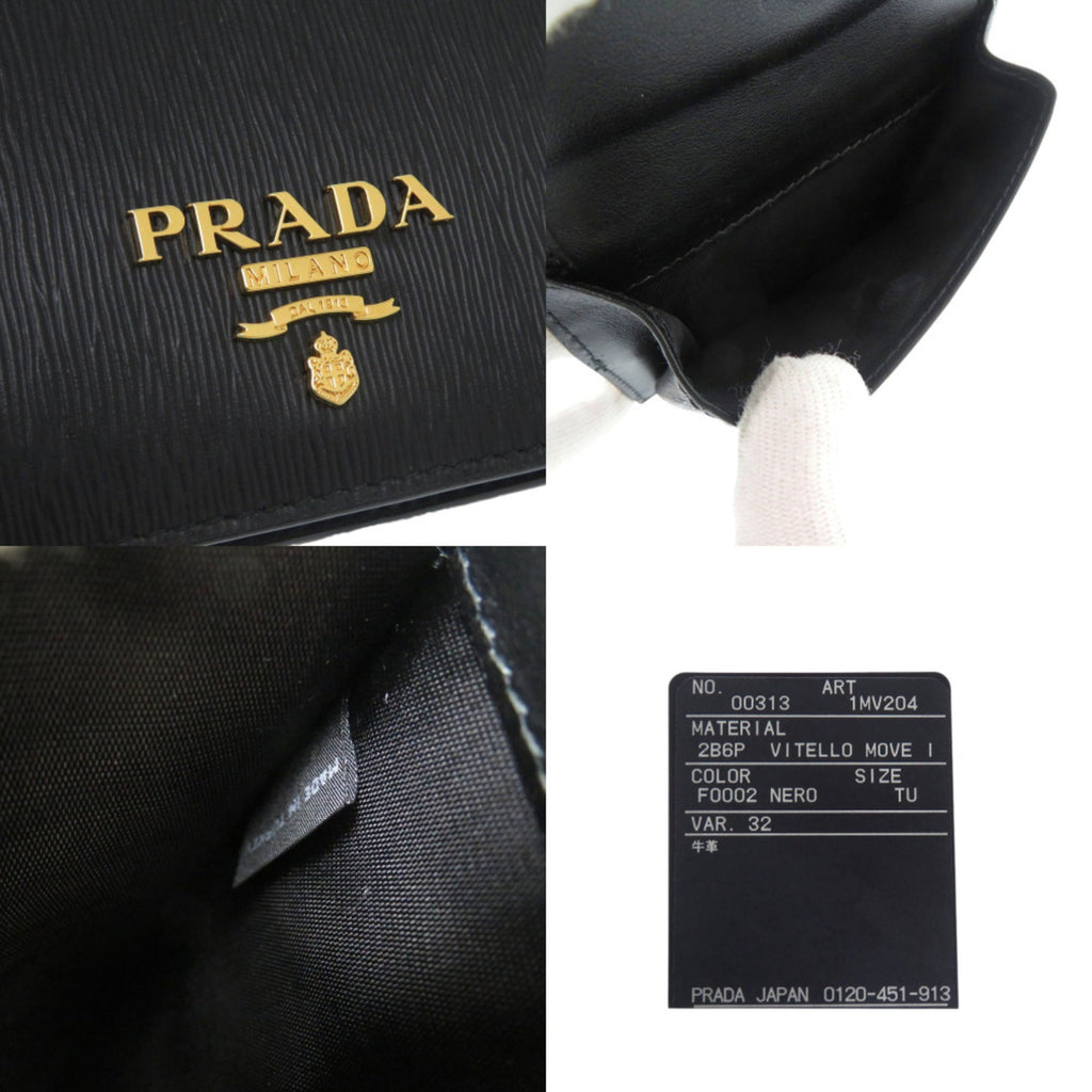 Like new Prada 1MV204 Vitello Move Leather Black Bifold Wallet 1081