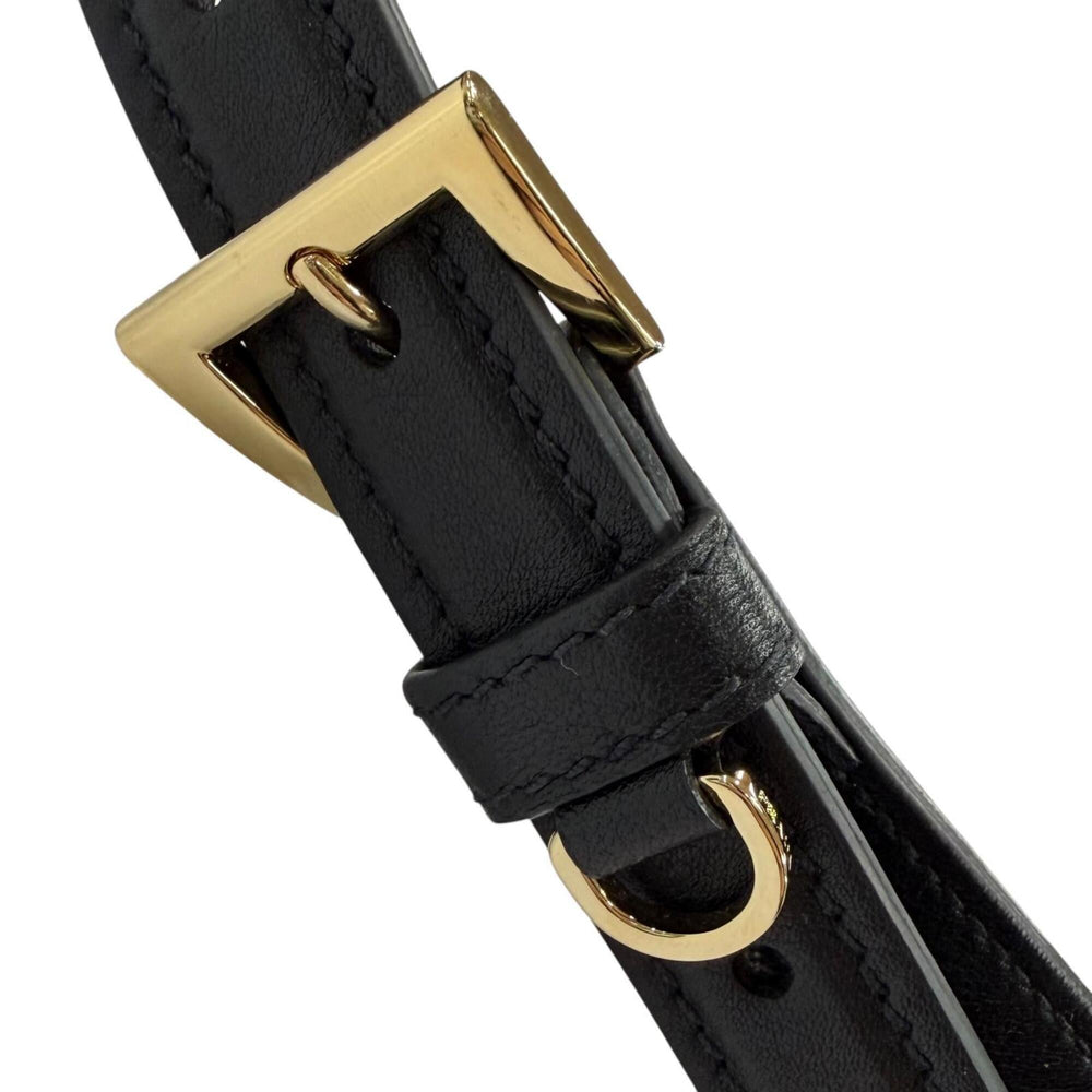 PRADA 1BC255 Demi-Lune Triangle Logo Leather Shoulder Bag, Black, Made in Italy, Women's, with Dust Bag — Like New