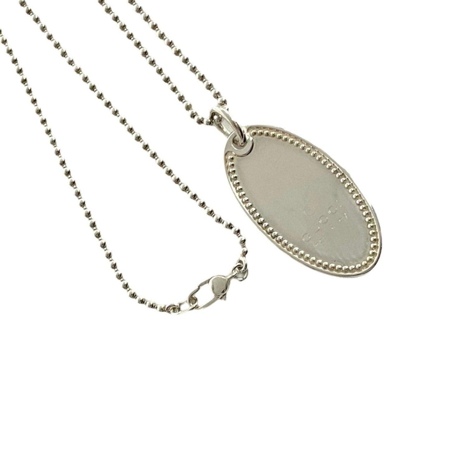 GUCCI Oval Tag Necklace in Sterling Silver, Pendant, Accessory, 43040