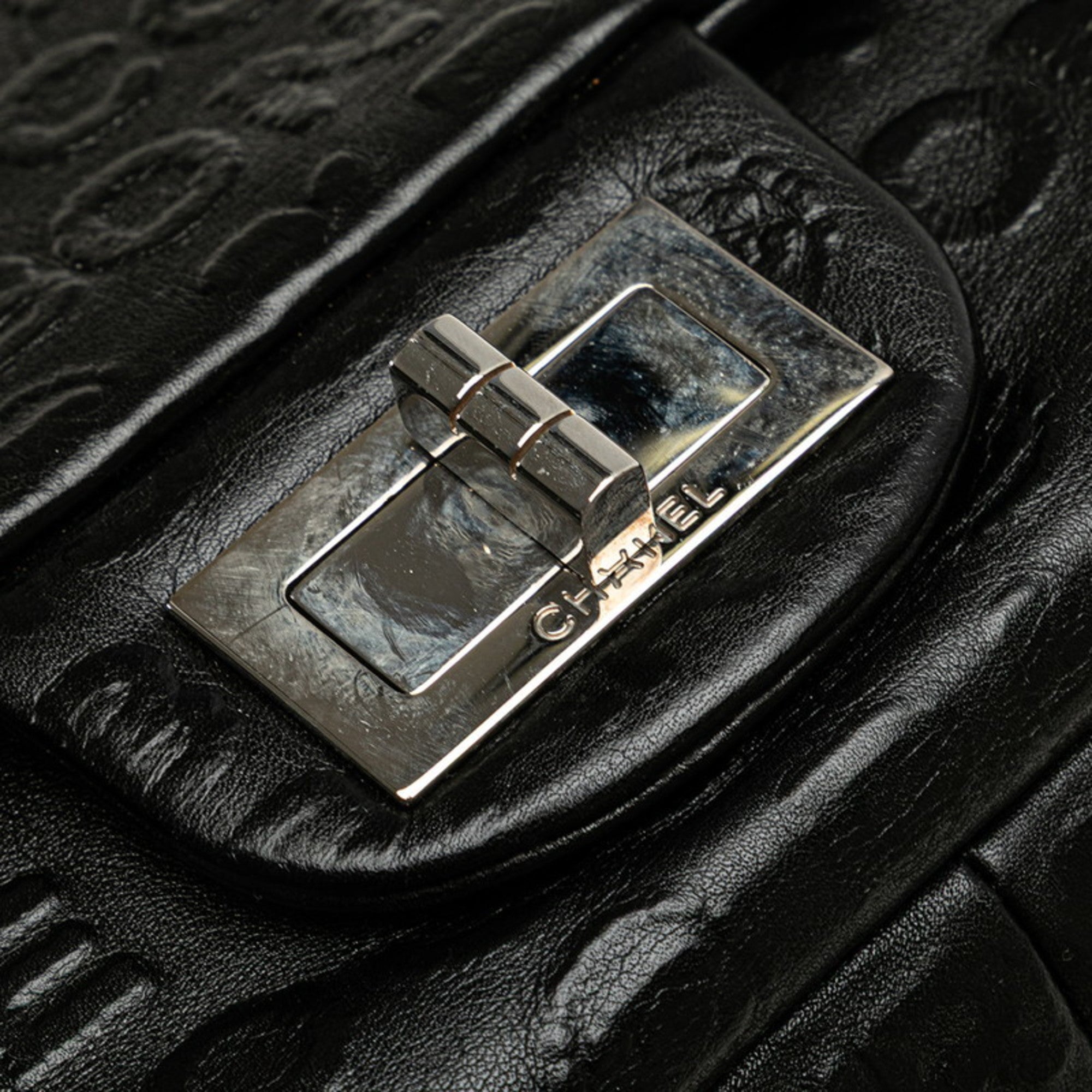 CHANEL 2.55 Unlimited Double Flap Chain Shoulder Bag Handbag Black Leather Women's