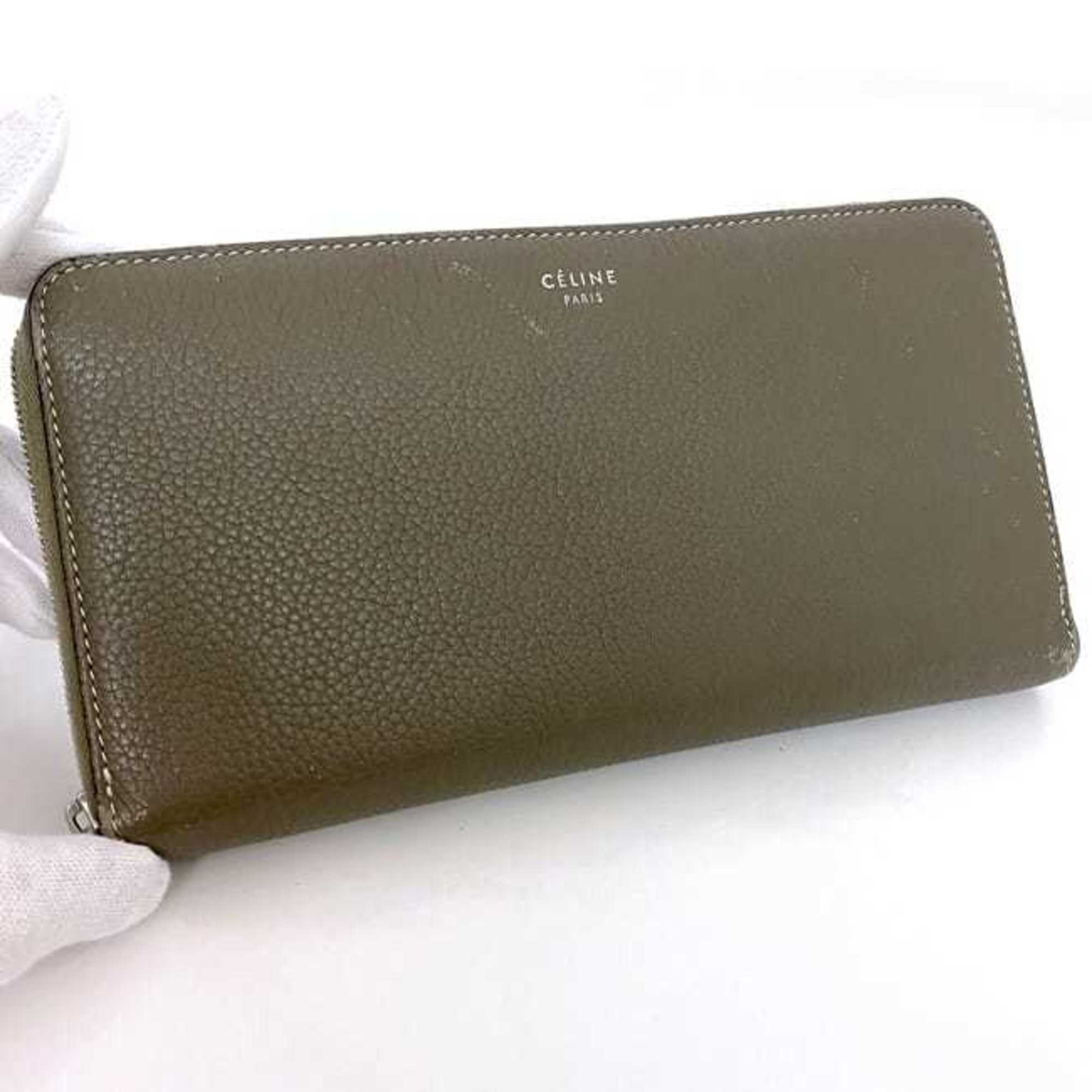 Celine Round Long Wallet Large Zipped ec-22339 Greige 105003AFE.09SO Leather W-LM-3158 CELINE Women's Accessories