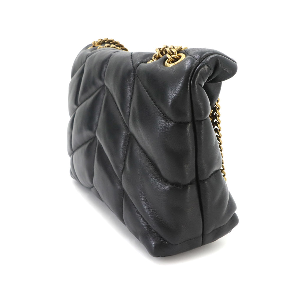 Saint Laurent Puffer Toy Chain Shoulder Handbag, Leather, Black, 759337, Gold Hardware — Like New
