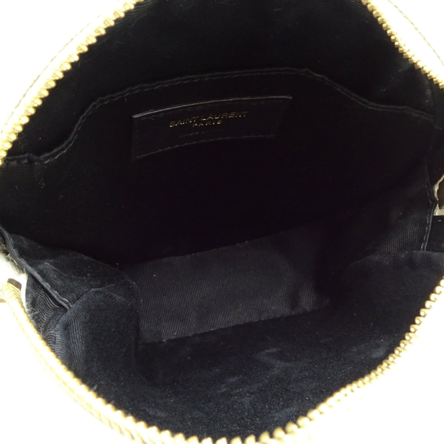 Saint Laurent Vinyl Chain Shoulder Bag, Women's, 610436, Leather, Ivory (White)