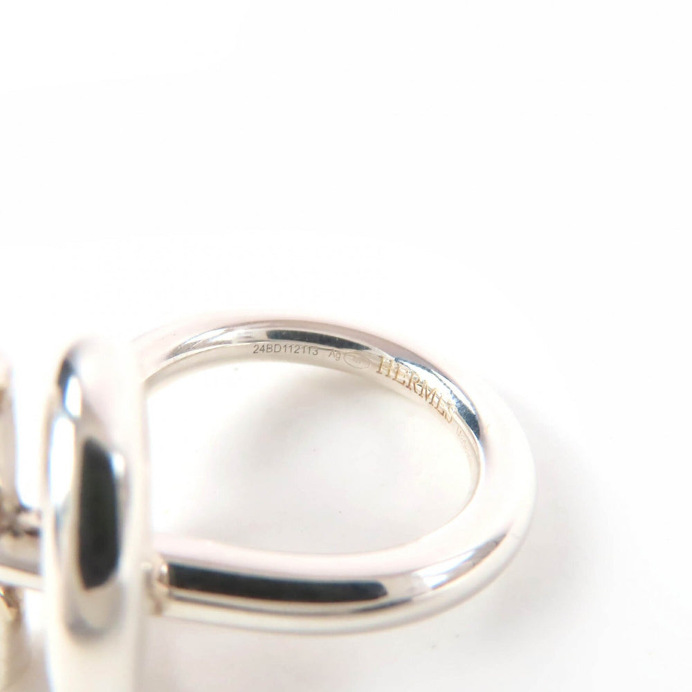 HERMES Echappé MM 925 Ring, 2024 Model, Silver, Size 48, with Case, Made in Italy, Weight 9.6g, Women's — Like New