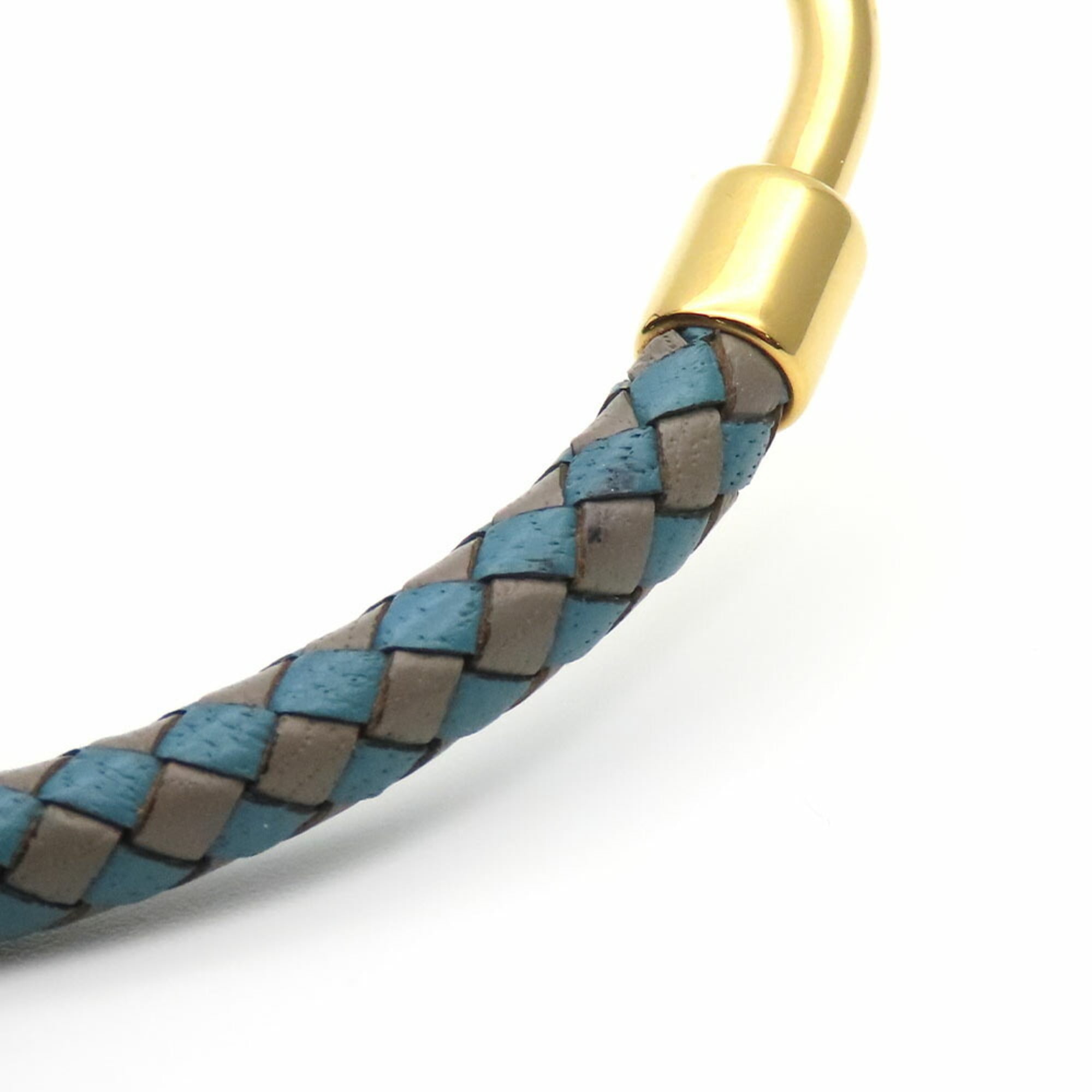 Hermes Bracelet Jumbo Metal Leather Blue Grey Double Strand Women Men HERMES