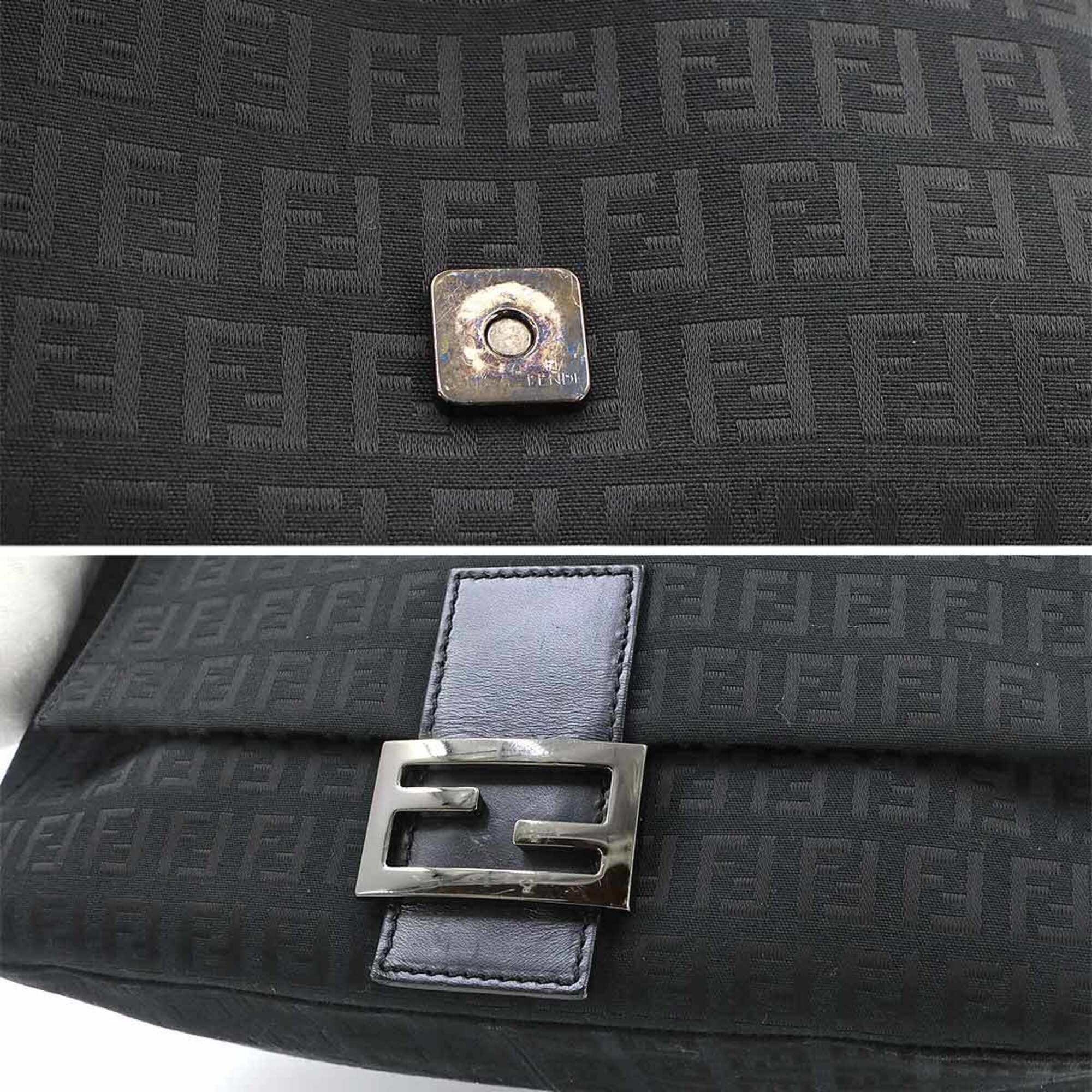 Fendi Zucchino Mamma Baguette Shoulder Handbag, Canvas, Black, 8BR001, Gunmetal Hardware — Like New