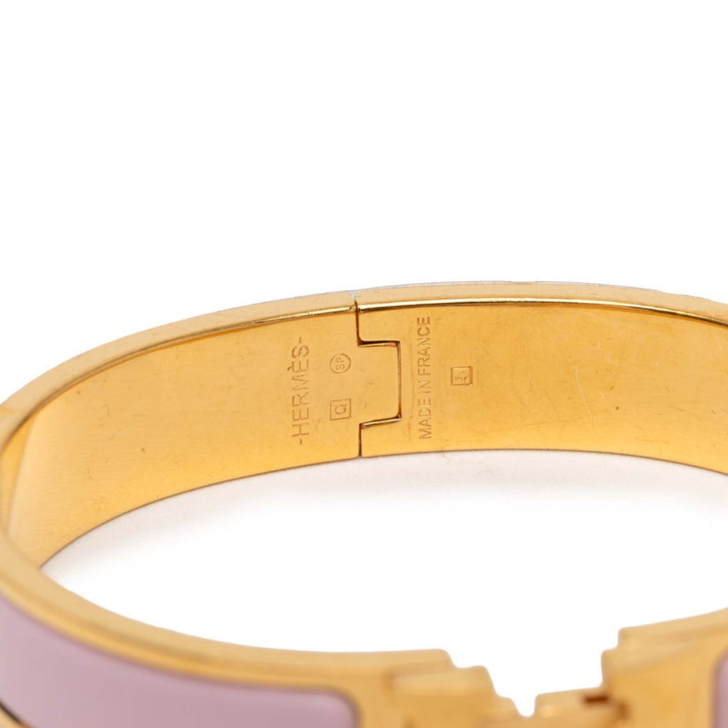 Hermes Hermès Click H PM Bangle Bracelet in Gold and Pink Plated for Women