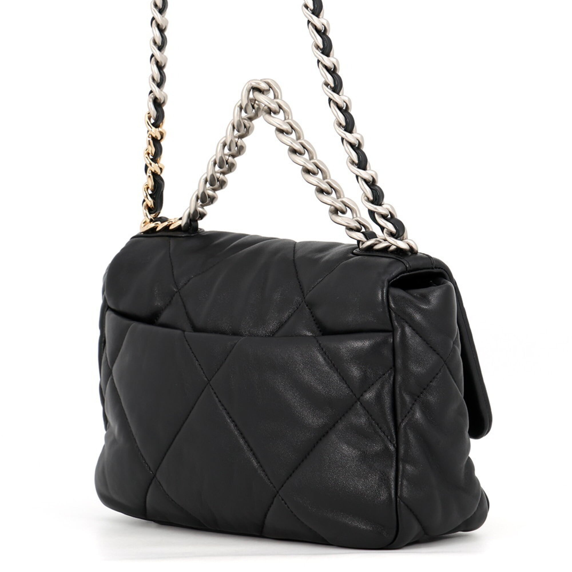 Chanel Chain Shoulder Bag CHANEL19 Flap Coco Mark Lambskin AS1160 CHANEL Black 19 Handbag Women's — Like New
