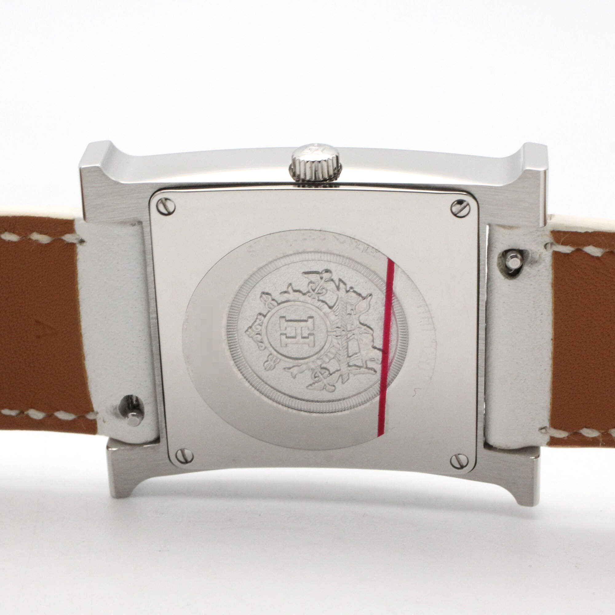 Hermes H-Watch Double Tour Wristwatch, Stainless Steel, Leather Strap, Women's, White (HH1.520) — Very Good