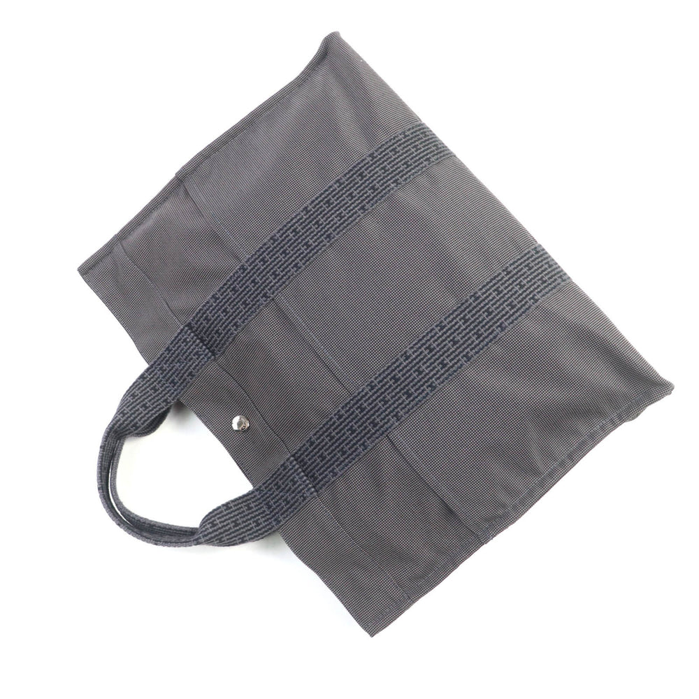 HERMES Air Line MM Silver Hardware Serie Button Canvas Tote Bag Gray Made in France Women's — Like New