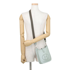 Hermes Evelyne TPM Shoulder Bag 111cm Amazon Blue Pale Etoupe Taurillon Clemence B Stamp Handbag Women's HERMES — Like New