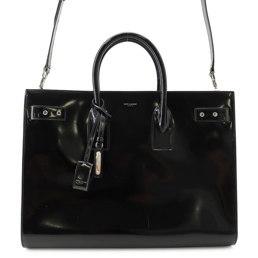 Yves Saint Laurent Saint Laurent Paris handbag, Sac de Jour, large, patent leather, 631526, SAINT LAURENT PARIS, 2-way shoulder bag, men's, black — Like New