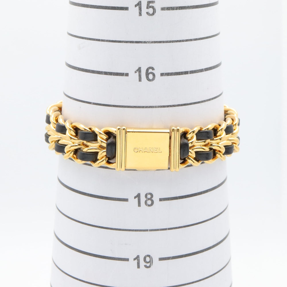 Chanel CHANEL Première XL Watch, Gold Plated (GP), Leather Strap, Women's, Black, H0001 — Very Good
